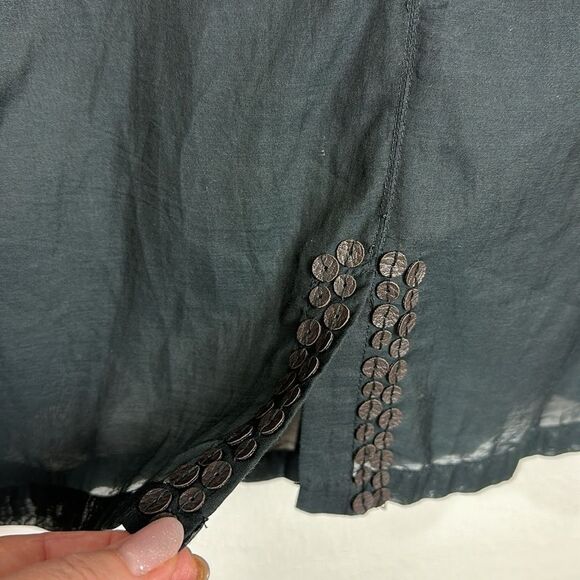 Sportalm Kitzbuhel Black Cotton Silk Blend Embellished Button Down Shirt Size M - Picture 5 of 11